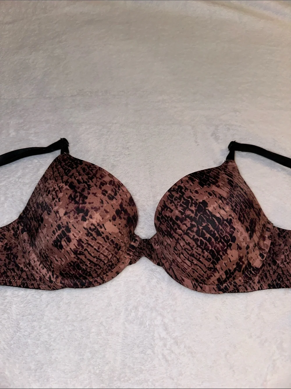 PINK Victoria's Secret Brown Snake-Print Push-Up Bra